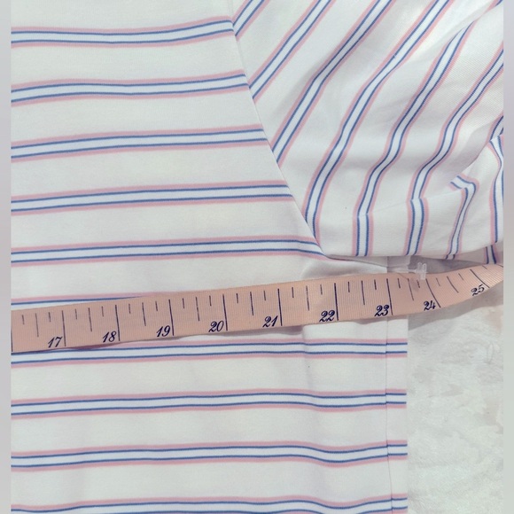 Polo Golf Striped Polo short sleeve pink and blue moisture wicking - Picture 5 of 7